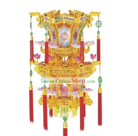 Chinese Three Layers Golden Electric Palace Lantern