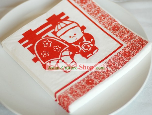 Traditional Chinese Wedding Style Three-ply Wedding Napkin