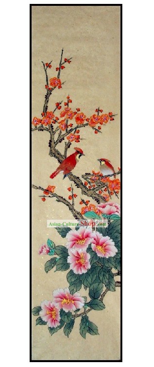 Aves tradicionais e pintura da flor por Liu Lanting