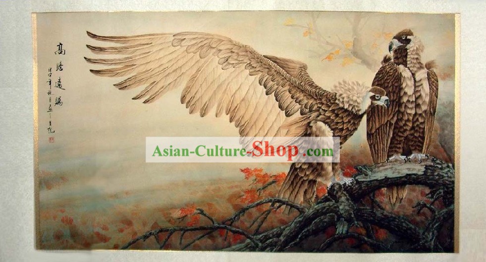Traditional Chinese Eagle Painting by He Lin