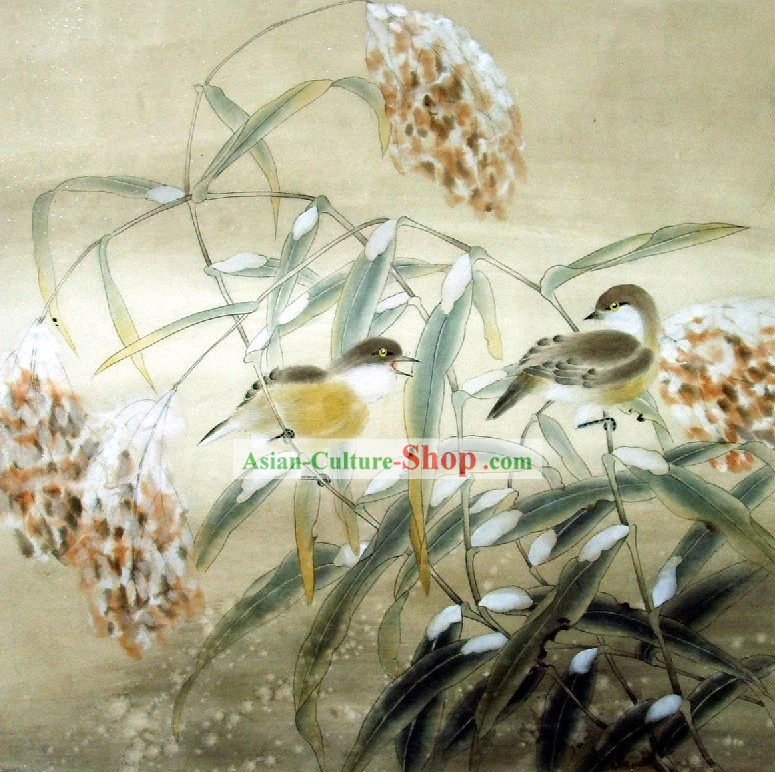 Pintura Tradicional Chinesa - Aves de casal Pintura de Qin Shaoping