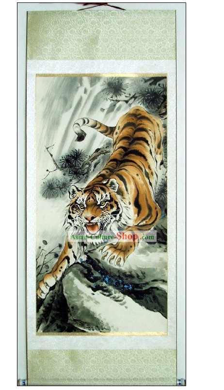 Pintura do tigre chinês tradicional por Lin Mingqing