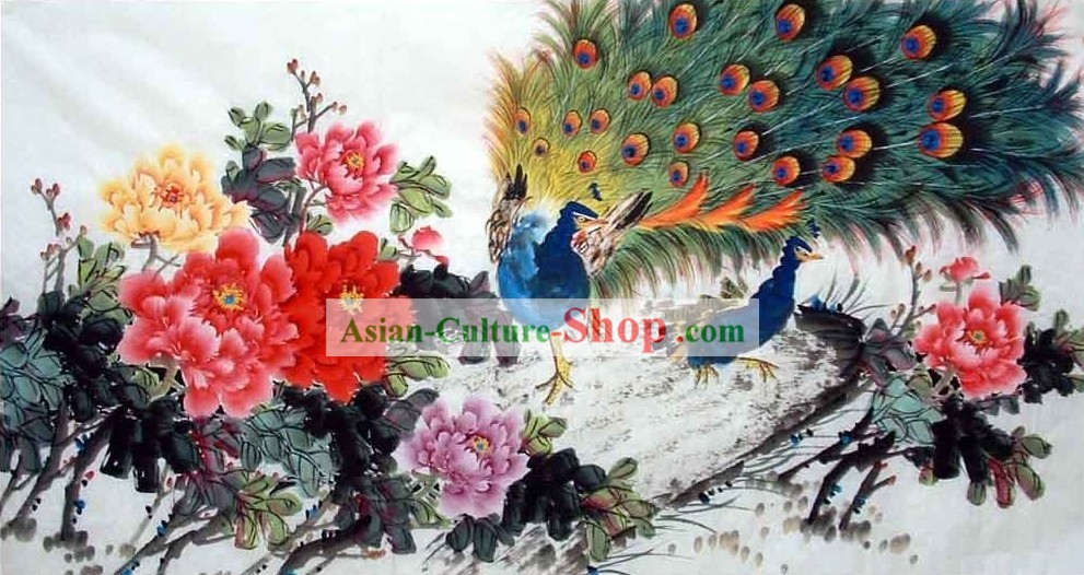 Pintura Pavão tradicional chinesa por Jiang Yanmei