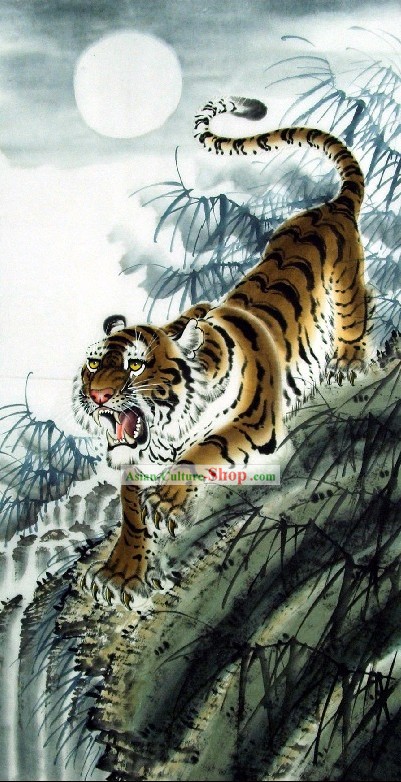 Pintura Tiger tradicional chinesa por Wang Yongchang