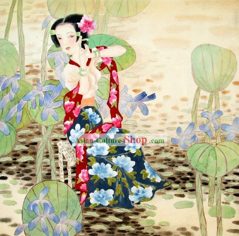 Traditional Chinese Girl Painting by Qin Shaoping