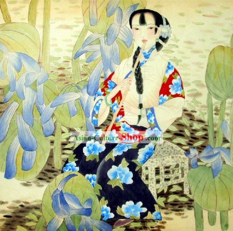 Pintura Chinesa de mulher por Qin Shaoping