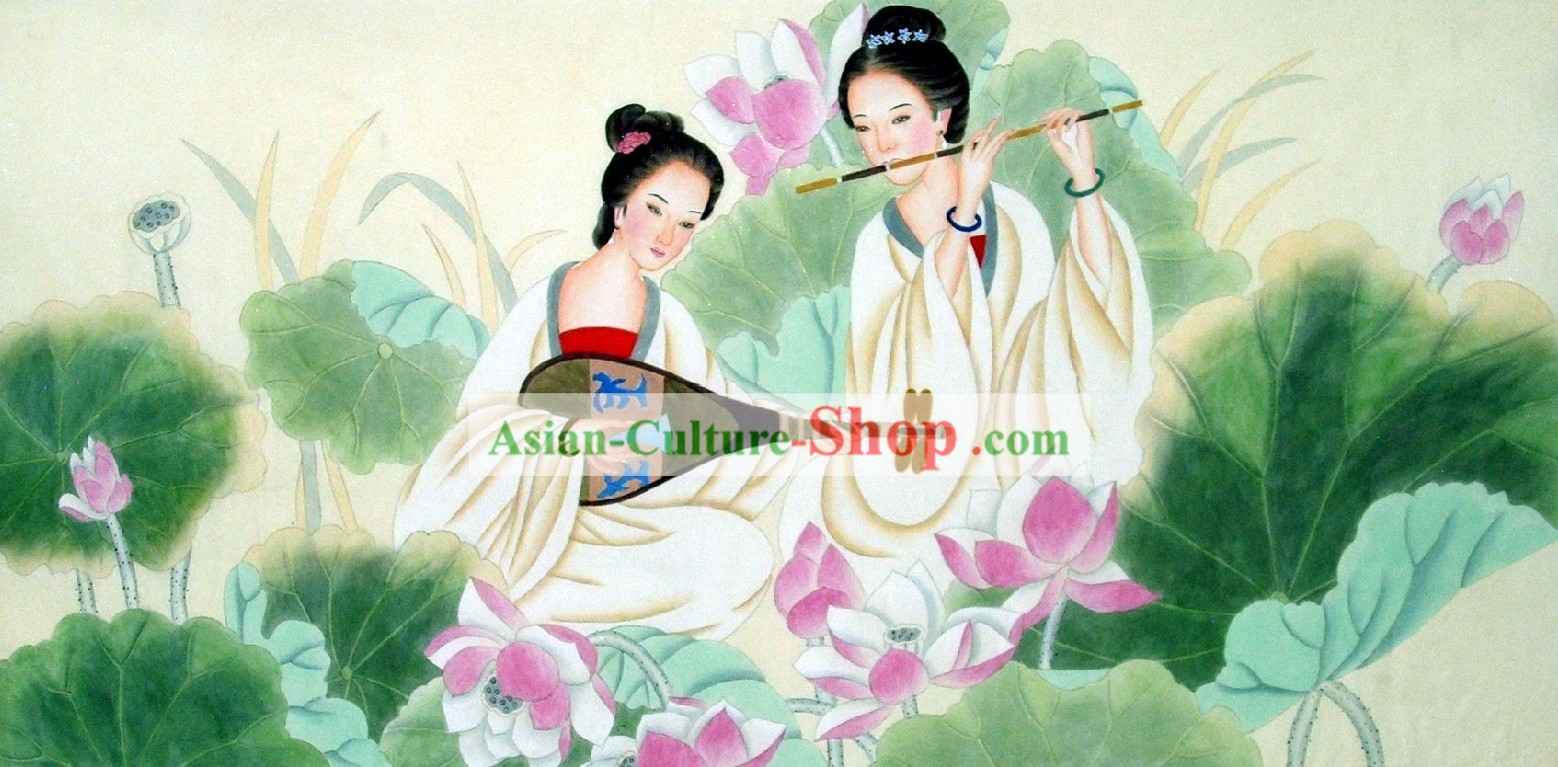 Traditional Chinese Painting - the Tang Painting by Liu Lanting