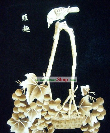 Traditional Chinese Wheat Stalk Painting - Grape Basket