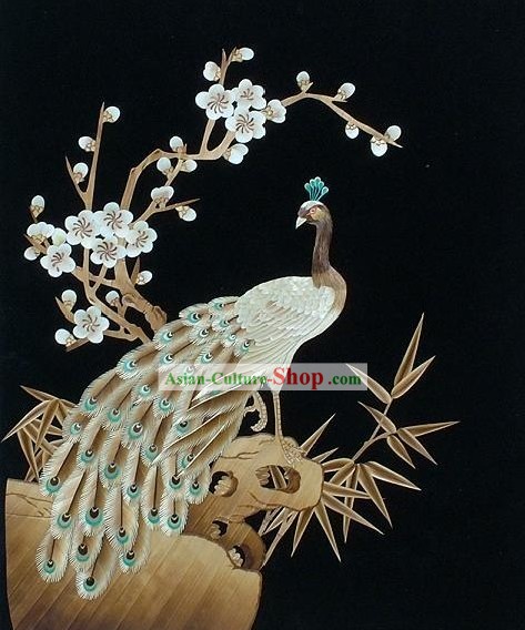 Chinese Handmade Wheat Painting - Peacock Queen