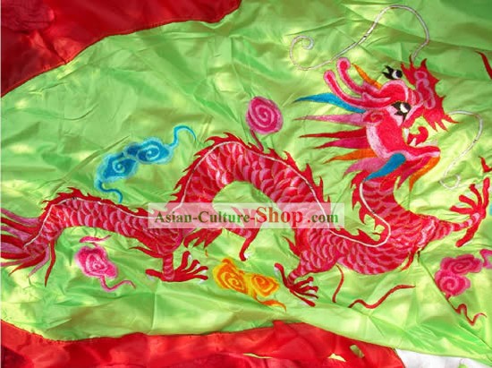 118 Inches Long Large Green Dragon Embroidery Chinese New Year Parade Flag