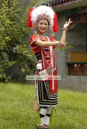 China Gaoshan Minority Dress and Hat Complete Set