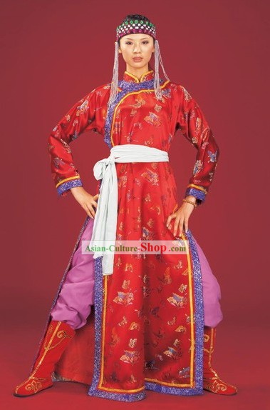 Chinese Olunchun Minority Clothing and Hat Complete Set