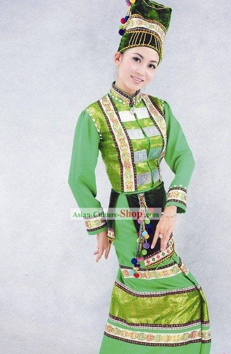 China Achang Minority Dress and Hat Complete Set