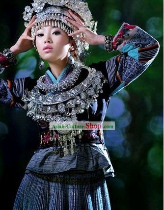 Traditional Miao Clothing and Crown Complete Set