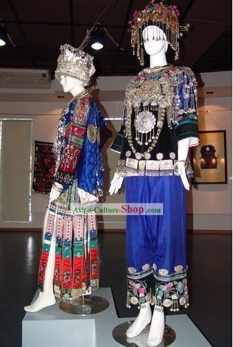 Traditional Miao Zu Costume 2 Complete Sets for Wedding