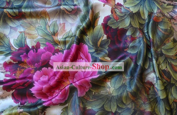 100% Pure Silk Fabric Peony