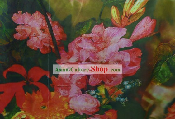 Chinese Traditional Rui Fu Xiang Silk Textile Fabric - Flower Combination