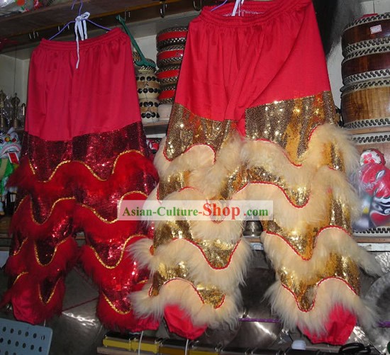 Professional Lion Dance Long Sheep Fur Pants and Shoes Covers Set