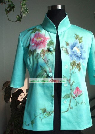 Traditional Hands Painted Flower Middle Sleeve Coat