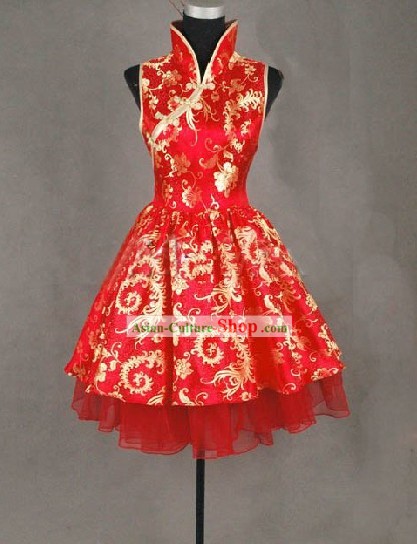 Traditional Mandarin Handmade Phoenix Tail Wedding Cheongsam Shirt