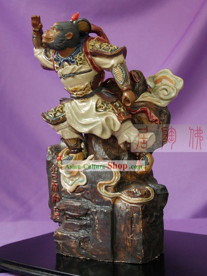 石湾セラミックモンキー彫刻/手彫り猿王の像