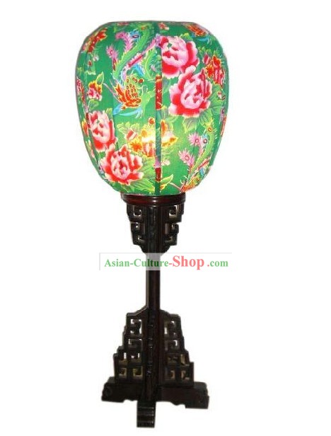 Chinês tradicional Handmade florido Lantern Posto de madeira