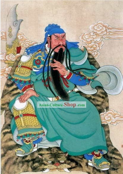 Chinese Film and Stage Performance and Photo Studio Traditional Painting Prop - Guan Yu Portrait