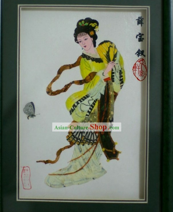 Handmade real Borboleta Pintura Wings - Xue Baochai em Sonho da Câmara Vermelha