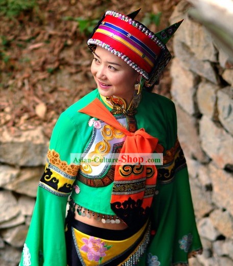 Chinese Traditional Minority A Shi Ma Clothing Complete Set