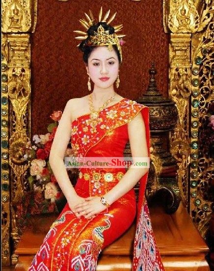 Stunning Traditional Thailand Dress and Hair Decoration Complete Set