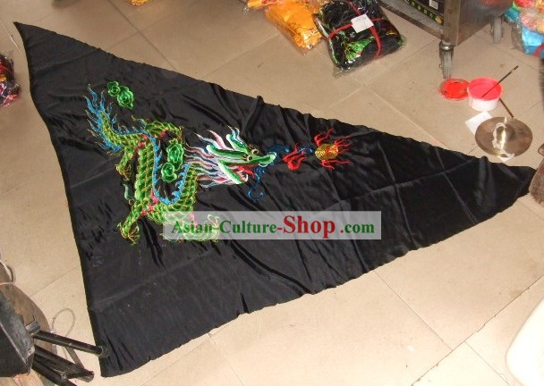 Tradicional Chinesa Grande Silk Bordado Bandeira Dragons