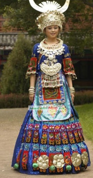 Chinese Traditional Miao Zu Costumes Complete Set for Women