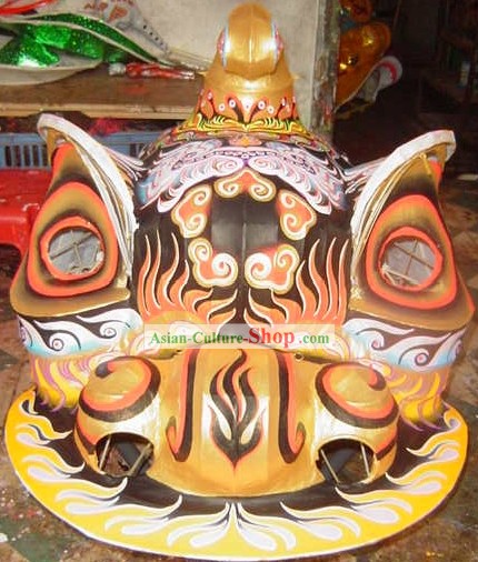 Chinês tradicional Handmade HOK SAN Lion Cabeça-Quadro de bambu