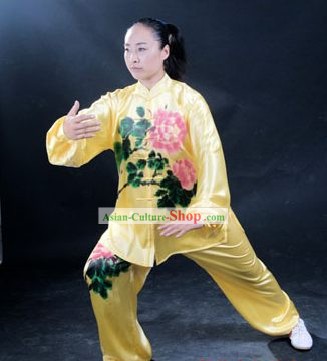 Profesional de las artes marciales Pintura Original Peony seda conjunto uniforme completo