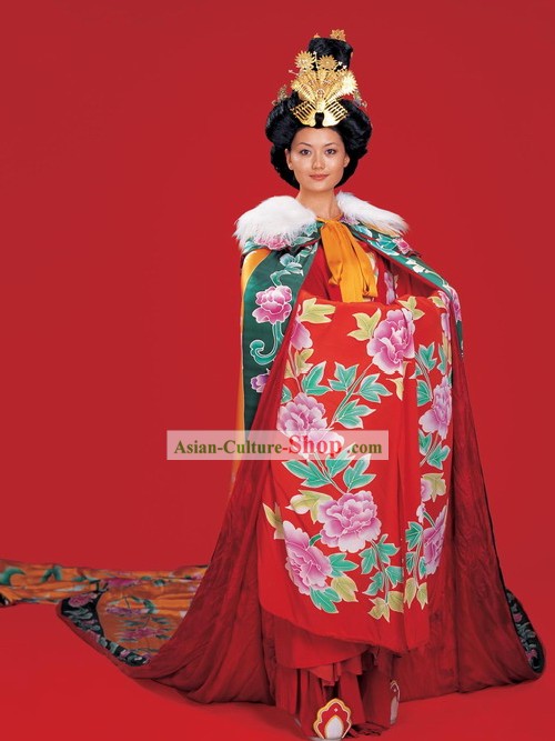 Ancient Tang Dynasty Queen Costume and Headpiece Complete Set
