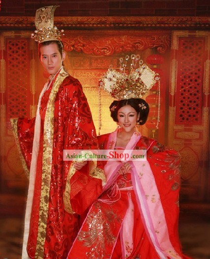 China Traditional Wedding Groom Dress and Crown Complete Set