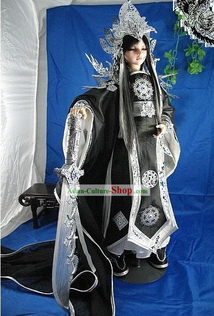 Ancient Prince Dragon Costumes and Hair Decoration Complete Set