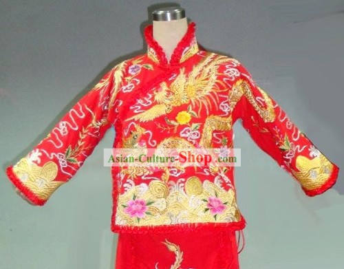 Vestido de Noiva Clássica Chinesa afortunada Red Handmade para as Mulheres