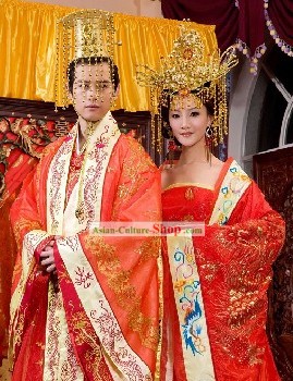 Chinese Emperor and Empress Wedding Dress 2 Complete Sets