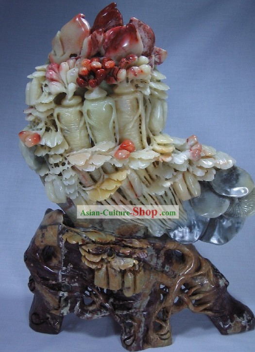 Natural Qingtian Jade Ginseng Sculpture