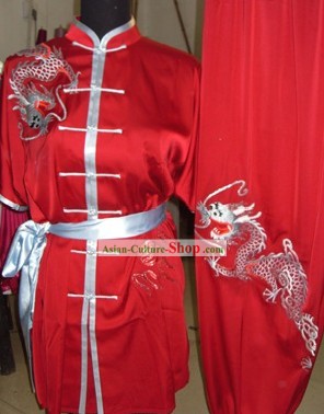 Chinese Embroidered Dragon Wushu Competition Suit