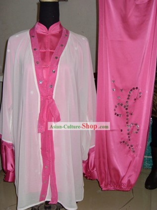 Professional Martial Arts Tai Chi Master Long Silk Cape and Uniform Set