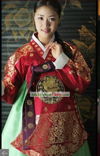 Supreme Korean Traditional Flowery Dress Hanbok Complete Set for Women