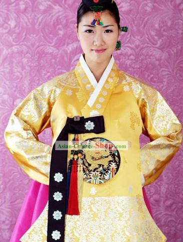 Supreme Korean Traditional Embroidered Dress and Hanbok Complete Set for Women