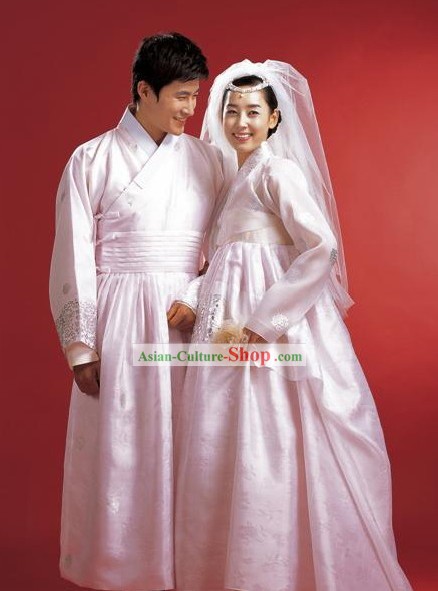 Traditional Korean Wedding Hanbok for Bride and Bridegroom