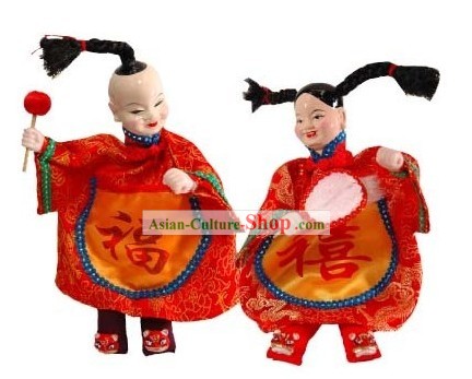 Tradicional chinesa Puppets 2 Conjuntos de Casal Feliz