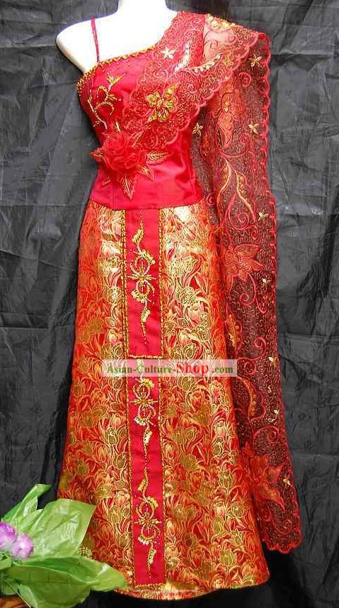 Traditional Thai Wedding Dress Complete Set