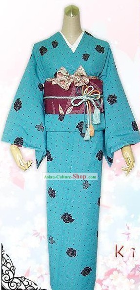 Japanese Kimono Dress Belt Geta and Socks Complete Set