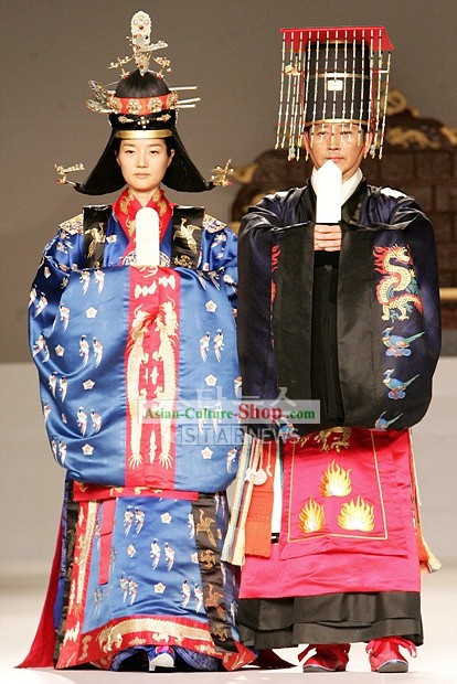 Ancient Korean Emperor and Empress Costumes 2 Sets