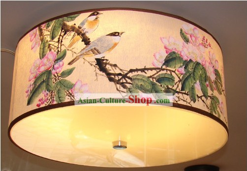 Flor Chinês Tradicional e Bird Lanterna Teto Original Pintura